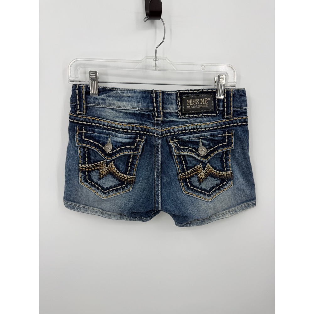 Miss Me Irene Short sz 28 Blue Pacific Denim Thick Stitch Embellished JP01021S